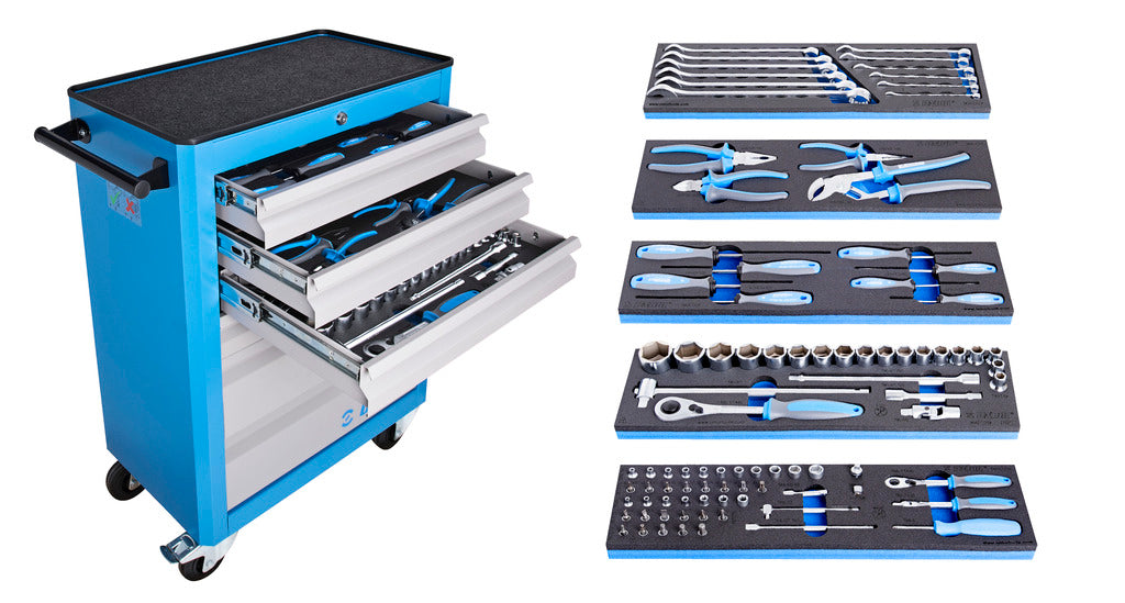 Werkzeugwagen Economic mit Werzeug-Set in SOS-Modullen